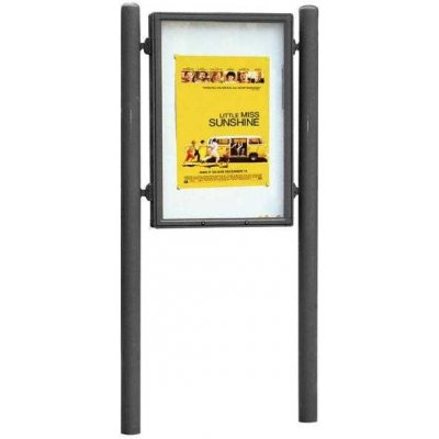 PROCITY Jednostranná vitrína Carrefour 1255x900 mm, včetně sloupků, šedá PRO | Zboží Auto