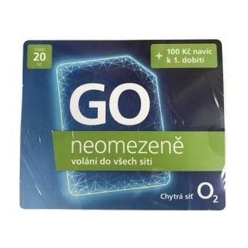 O2 GO SIM KARTA - Kredit 20,- Kč + 100Kč navíc při 1.dobití 8595106658511