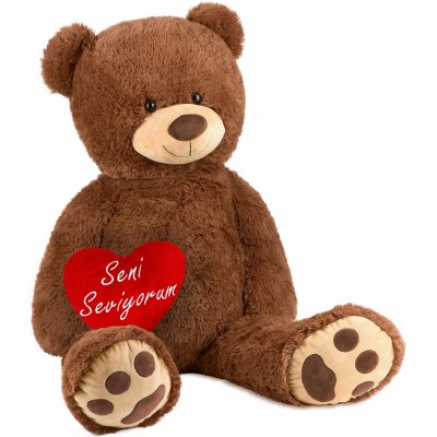 Brubaker XXL medvěd hnědý se srdcem Seni Seviyorum Cuddly Toy 100 cm – Zbozi.Blesk.cz