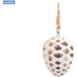 ANDĚL Dřevěná šiška s patinou na zavěšení 6 cm – Zboží Dáma