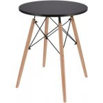Pro-Tech shop 41215 CM-354159 Stůl 60x60 cm, kulatá deska, černý, nohy přírodní barvy – Hledejceny.cz