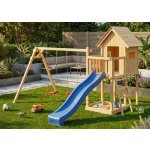 KARIBU domek FRIEDA 91180 + modrá skluzavka + houpačka – Zbozi.Blesk.cz