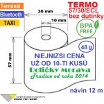 Termo kotouček 57/30/10 BPA 12m bez dutinky (57/30/ECL, 57mm x 12m) Množství: 100 ks kotoučků v kartonu – Zboží Živě