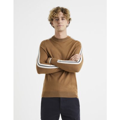 Celio vlněný svetr Veritas s pruhy hnědá – Hledejceny.cz