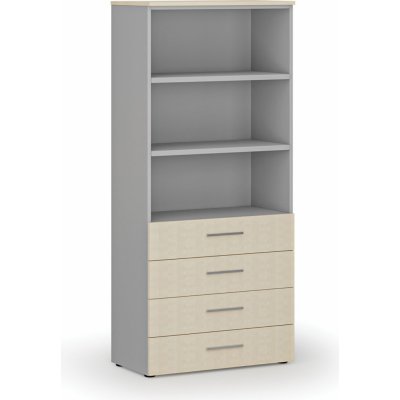 Primo Kancelářská skříň se zásuvkami GRAY, 1781 x 800 x 420 mm, šedá/bříza – Hledejceny.cz