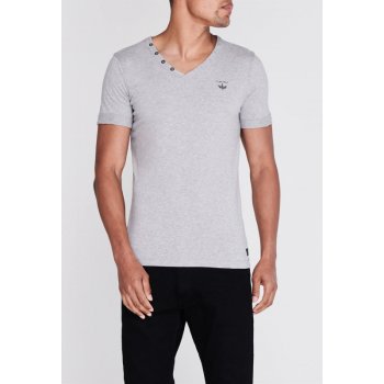 Firetrap Striding V Neck T Shirt Mens Grey Marl