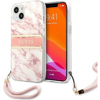 Pouzdro GUESS Originální čelní iPhone 13 MINI kolekce Marble Strap / růžové – Zbozi.Blesk.cz