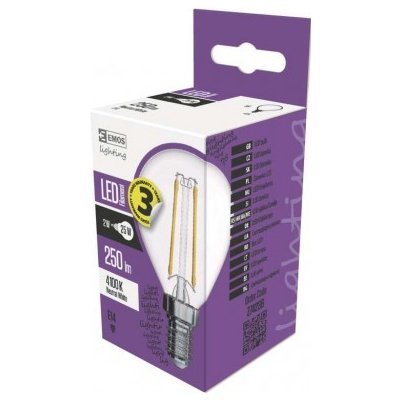 Emos LED žárovka Filament 2W 25W 250lm E14 NW mini globe neutrální bílá – Hledejceny.cz