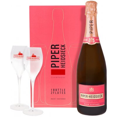 Piper-Heidsieck Rosé Sauvage Champagne AOC brut 12% 0,75 l (dárkové balení 2 sklenice) – Zbozi.Blesk.cz