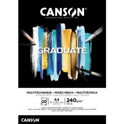 Canson Skicák Graduate Black Drawing 20 listů 120 gsm A4 – Zboží Dáma