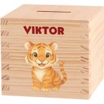 ČistéDřevo Dětská dřevěná pokladnička - Divoká Asie Zvolte zvířátko: Tygr – Zboží Dáma
