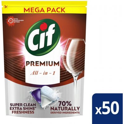 Cif Premium Clean All in 1 Regular Kapsle do myčky nádobí 50 ks