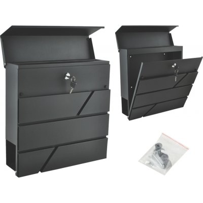 MT MALATEC Moderní poštovní schránka formátu A4 s krytem Přihrádka na noviny Uzamykatelná 2 klíče Nerezová ocel antracit 6238 – Zbozi.Blesk.cz