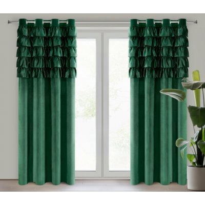 EUROFIRANY ZATEMŇOVACÍ ZÁVĚS NA KROUŽCÍCH AURA 140X250 CM TMAVĚZELENÁ – Hledejceny.cz