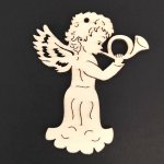 AMADEA Dřevěná ozdoba anděl s lesním rohem 6 cm – Hledejceny.cz