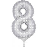 Folat Balónek fóliový číslice 8 stříbrná s puntíky 86 cm