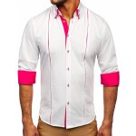 Bolf pánská elegantní košile s dlouhým rukávem bílo-růžová 4744 – Zboží Mobilmania