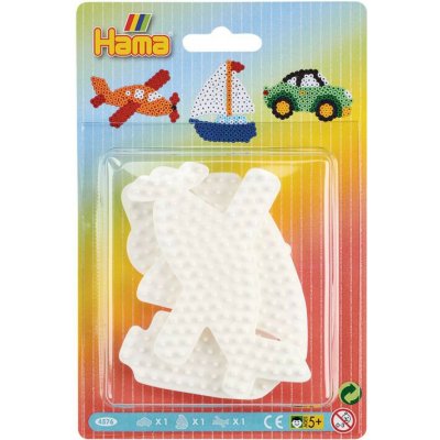 HAMA Zažehlovací korálky - MIDI Podložka, 3ks Auto, plachetnice, letadlo – Zboží Dáma