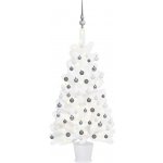 zahrada-XL Umělý vánoční stromek s LED diodami a sadou koulí bílý 90 cm