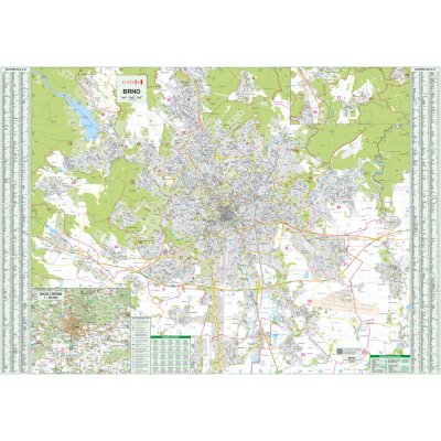 Excart Maps Brno - nástěnná mapa 130 x 91 cm Varianta: bez rámu v tubusu, Provedení: laminovaná mapa v lištách – Zboží Dáma