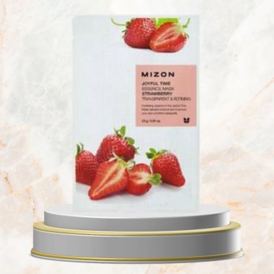 Mizon plátýnková 3D maska s jahodami pro zjemnění a antioxidaci pleti Joyful Time Essence Mask Strawberry 23 g – Zboží Mobilmania