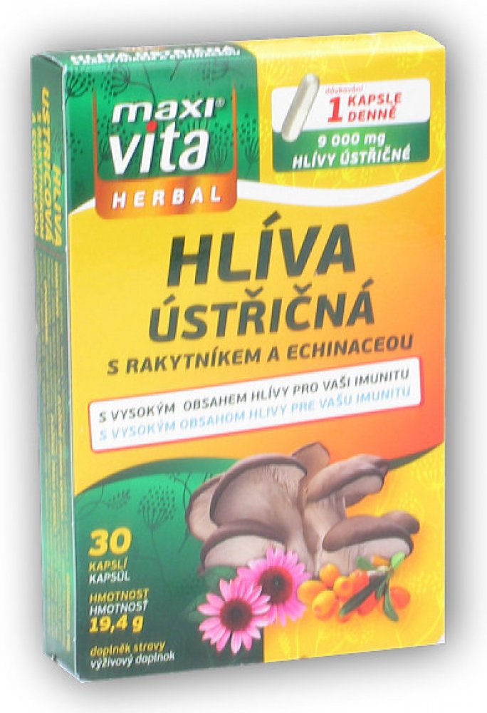 Maxi Vita Herbal Hlíva ústřičná s rakytníkem a echinaceou 30 kapslí 19,4 g  | Srovnanicen.cz