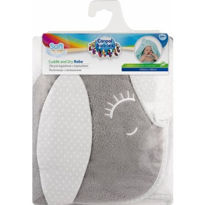 Canpol babies Měkká osuška s šedou kapucí a ušima 100x100cm KRÁLÍČEK – Zboží Dáma