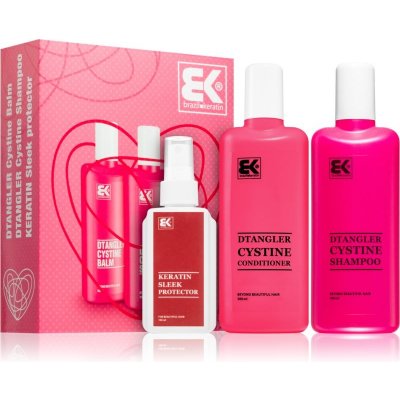 BK Brazil Keratin Dtangler Cystine Love šampon 300 ml + kondicionér 300 ml + olej / sérum 100 ml dárková sada – Zboží Mobilmania