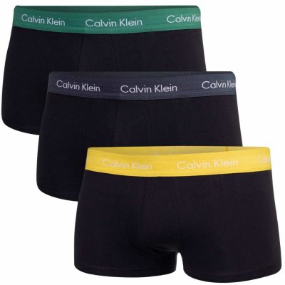 Calvin Klein Cotton Stretch Low Rise Trunk 3 Pack Black/ Black Heather/ Yellow/ Green – Zboží Mobilmania