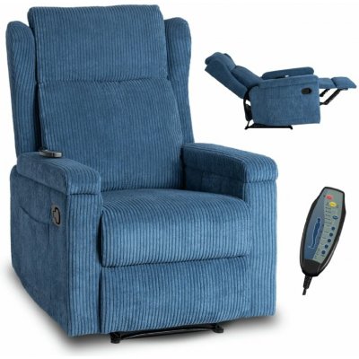 JAKS Masážní křeslo Sebastián modré manšestr – Zboží Dáma