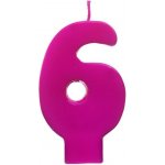 PartyDeco Narozeninová svíčka s číslem 6 růžová – Sleviste.cz