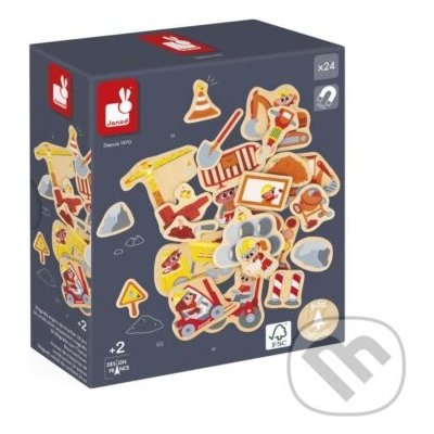 Janod Drevené magnetky pre deti Na stavbe 24 ks – Zboží Mobilmania