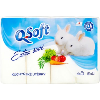 Q-Soft Kuchyňské utěrky extra savé 3 vrstvé 4 ks – Zbozi.Blesk.cz