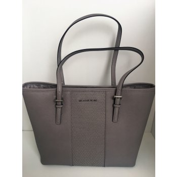 Michael Kors Medium Travel Tote with Microstud Centre Stripe in Pearl grey