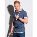 Ombre Clothing pánské basic tričko s kapucí Ingeborg modrá melanžová – Sleviste.cz