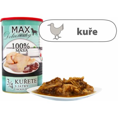 Max Deluxe Adult 3/4 kuřete s játry 1200 g – Sleviste.cz