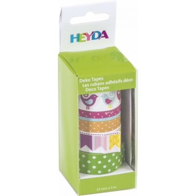 HEYDA samolepící washi papírové pásky - sada ptáčci 1,5 cm x 5 m (4 ks) – Zboží Mobilmania