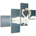 Obraz 4D čtyřdílný - 120 x 90 cm - Love Swans swan heart Amor – Zbozi.Blesk.cz