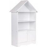 ECOTOYS FBC002-1 Dětská knihovna ve tvaru domečku se skříňkou 74×28,5×115,5 cm, bílá – Hledejceny.cz
