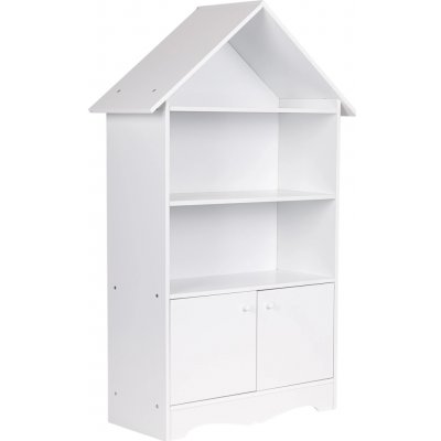 ECOTOYS FBC002-1 Dětská knihovna ve tvaru domečku se skříňkou 74×28,5×115,5 cm, bílá – Hledejceny.cz