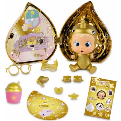 TM Toys CRY BABIES Magické slzy plast s domečkem a doplňky ve zlaté slzičce 12x15x12cm 12ks v boxu