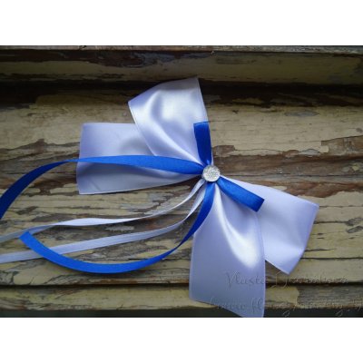 Atlasová mašle na auto bílá - modrá královská 40 – Hledejceny.cz