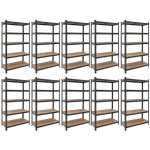 Fistar 2000x1000x500 mm Lakovaný 5-policový černý 10 ks – HobbyKompas.cz