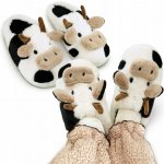 Plyšové papuče domácí kráva kravička teplé plyšové zasouvací – Sleviste.cz