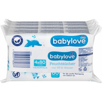Babylove Vlhčené ubrousky 99% voda 4 x 80 ks – Hledejceny.cz