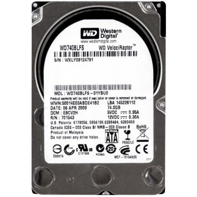 WD VelociRaptor 74GB, 2,5", SATAII, 10000rpm, WD740BLFS