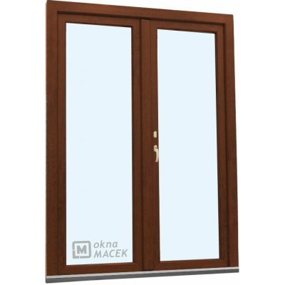 Kömmerling balkonové dveře 70 AD O+OS klapačka levé ořech/ořech 150 x 230 cm oboustranná klika + FAB + hliníkový práh – Hledejceny.cz
