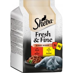 Sheba Fresh & Fine Hovězí a Kuřecí ve šťávě 6 x 50 g