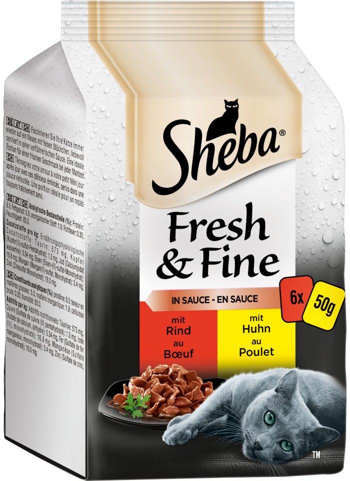 Sheba Fresh & Fine Hovězí a Kuřecí ve šťávě 6 x 50 g