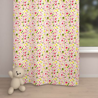 Biante Dětský bavlněný závěs Sandra SA-209 Růžové a žluté puntíky na bílém 140x190 cm – Hledejceny.cz